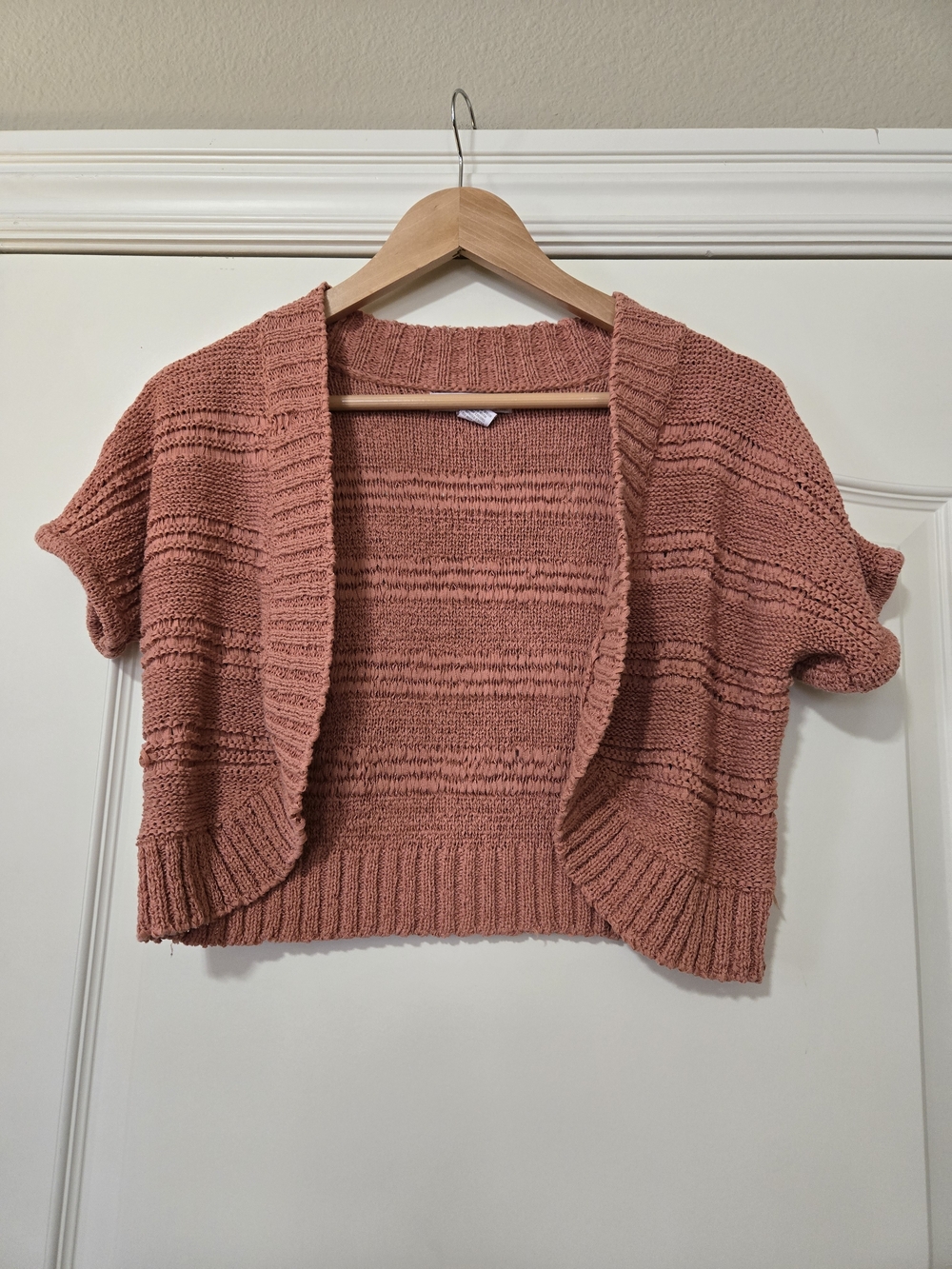 Lucy & Laurel Cropped Open-Front Cardigan - Dusty Rose Pink